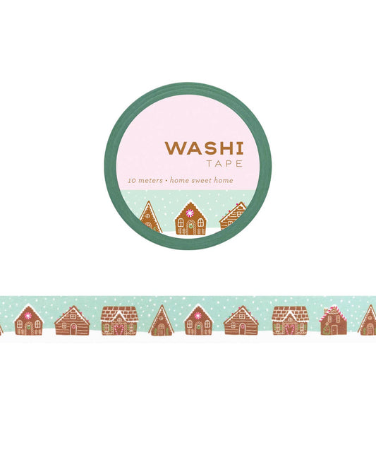 Washi tape with assorted gingerbread house patterns.