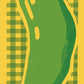 Green pepper illustration on a yellow and green checkered background