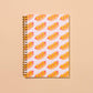 Hot Dog Patterend Notbook with a spiral spine.