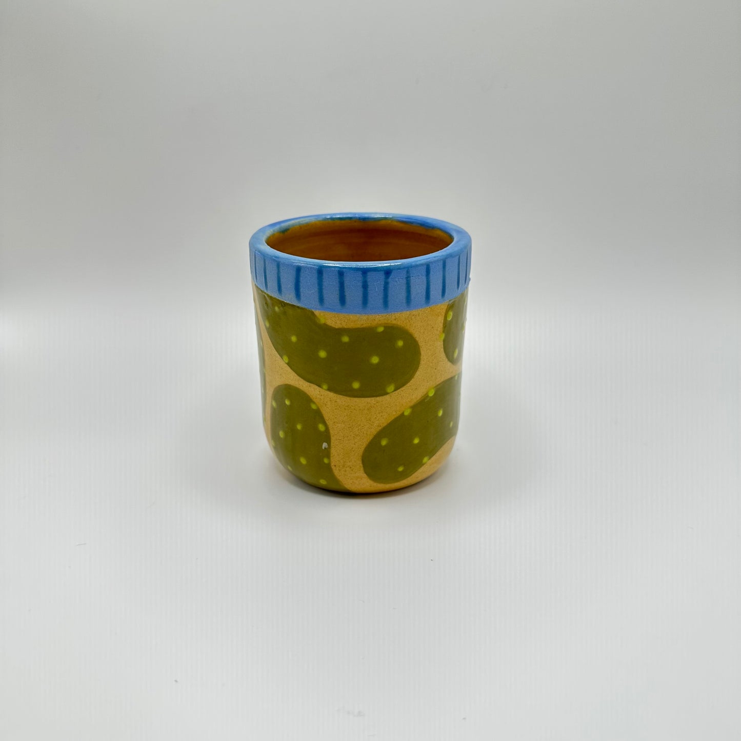 Ceramic Tumbler designed to look like a jar of Kosher Dill Pickles.