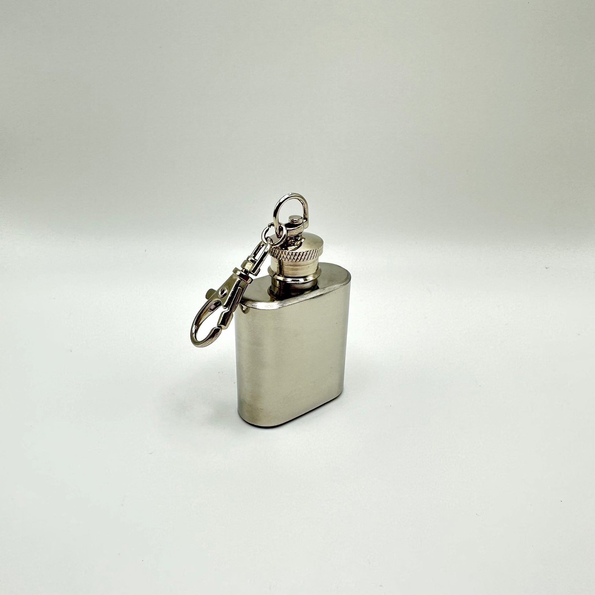 Mini stainless steel keychain flask.