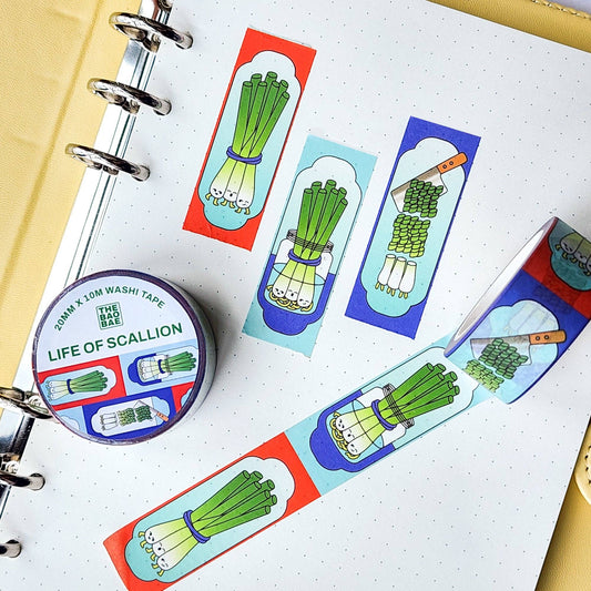 washi tape with scallion/green onion bunch design 