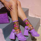 Magic Mushrooms Black Sheer Crew Sock