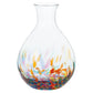 Colorful glass sake carafe on a white background