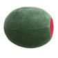 Green and red pimento olive pillow on a white background