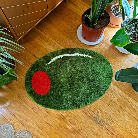 Stuffed green olive rug 