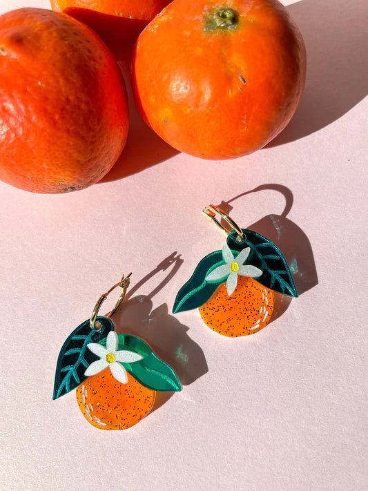 acrylic orange dangle earrings 