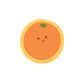 Vinyl sticker of an orange making a cute, smiley face