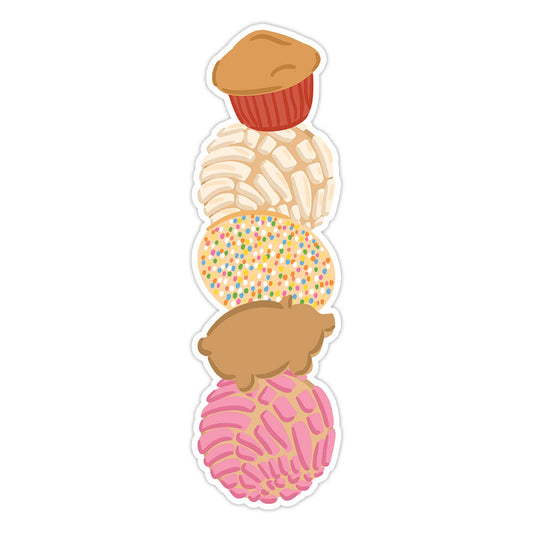 Stack of colorful pastries on a white background