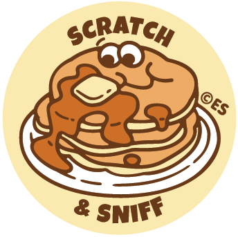 single scratch and sniff pancake sticker 