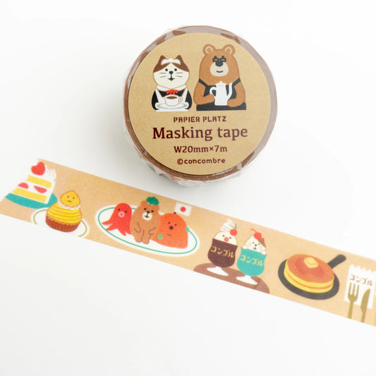 Washi tape featuring various Japanese style cafe food and drink items