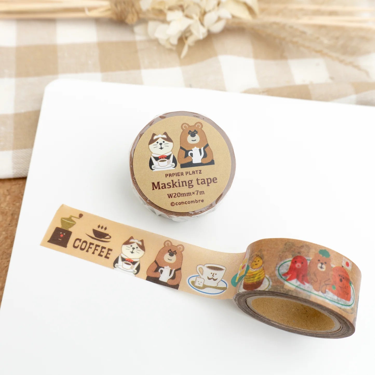 Washi tape featuring various Japanese style cafe food and drink items