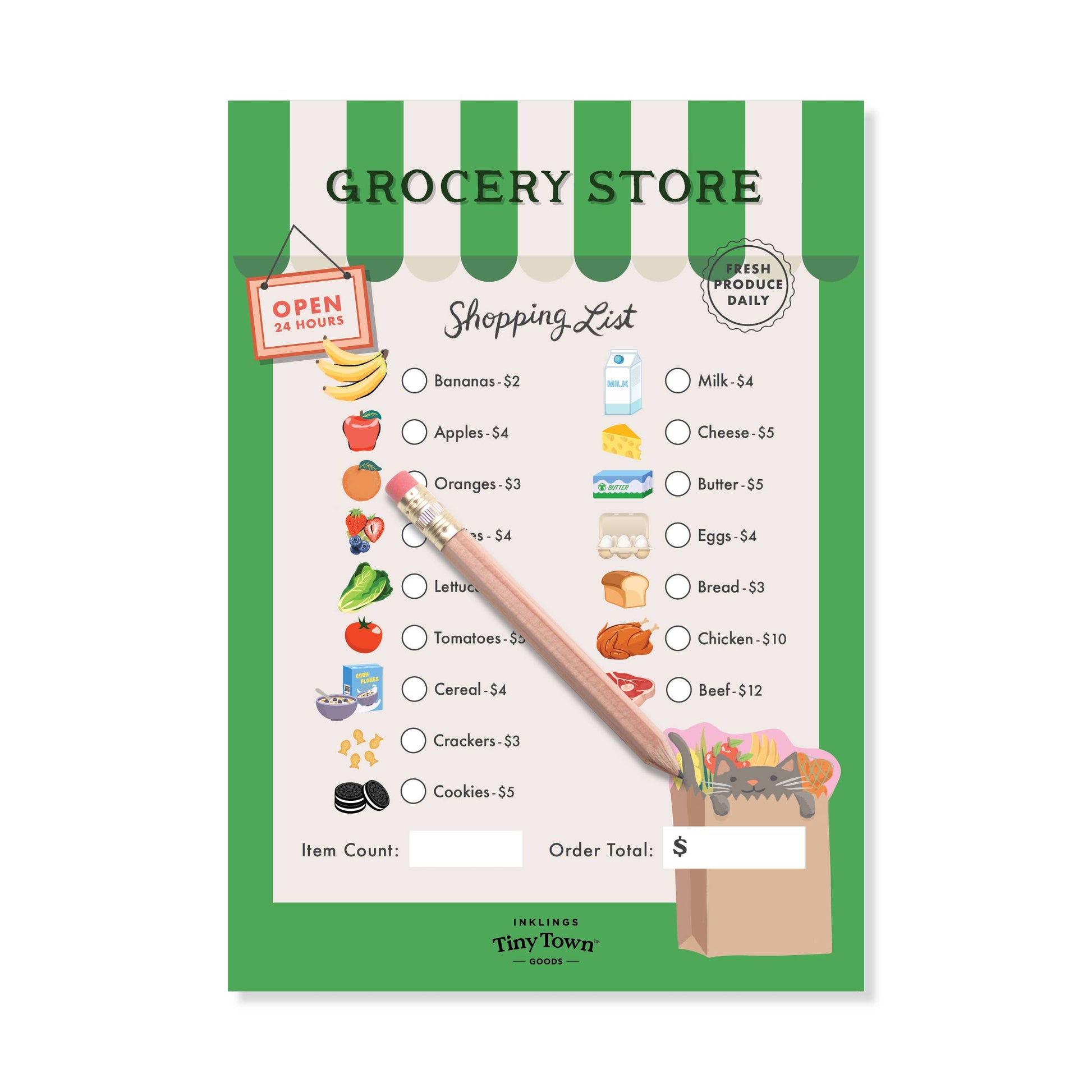 grocery store themed play activity notepad for kids 