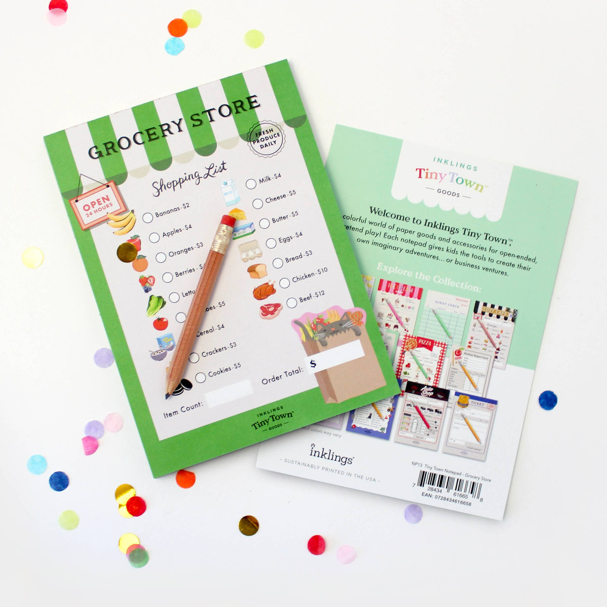 grocery store themed play activity notepad for kids 