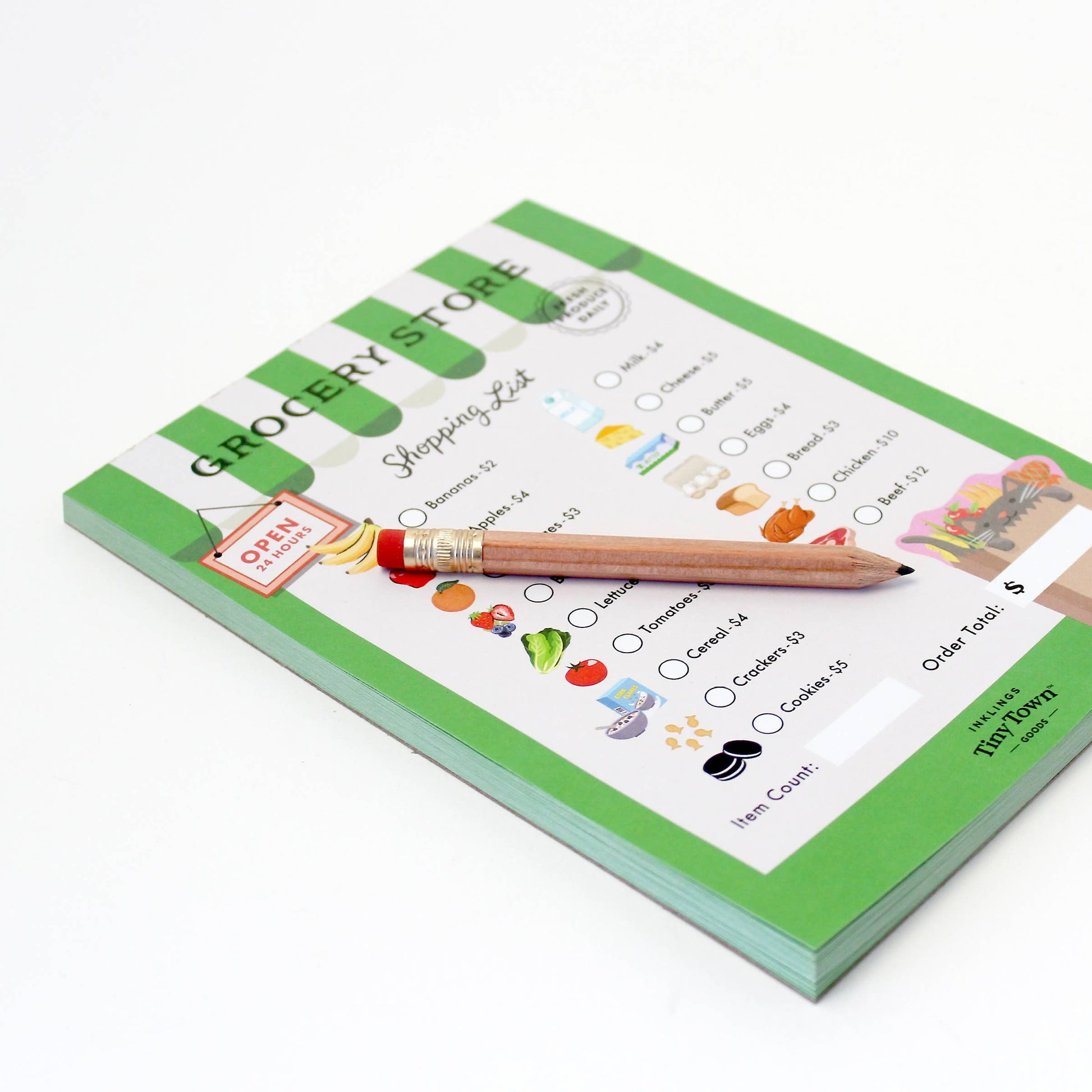 grocery store themed play activity notepad for kids 