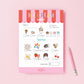 Ice cream order form with toppings on a pink background