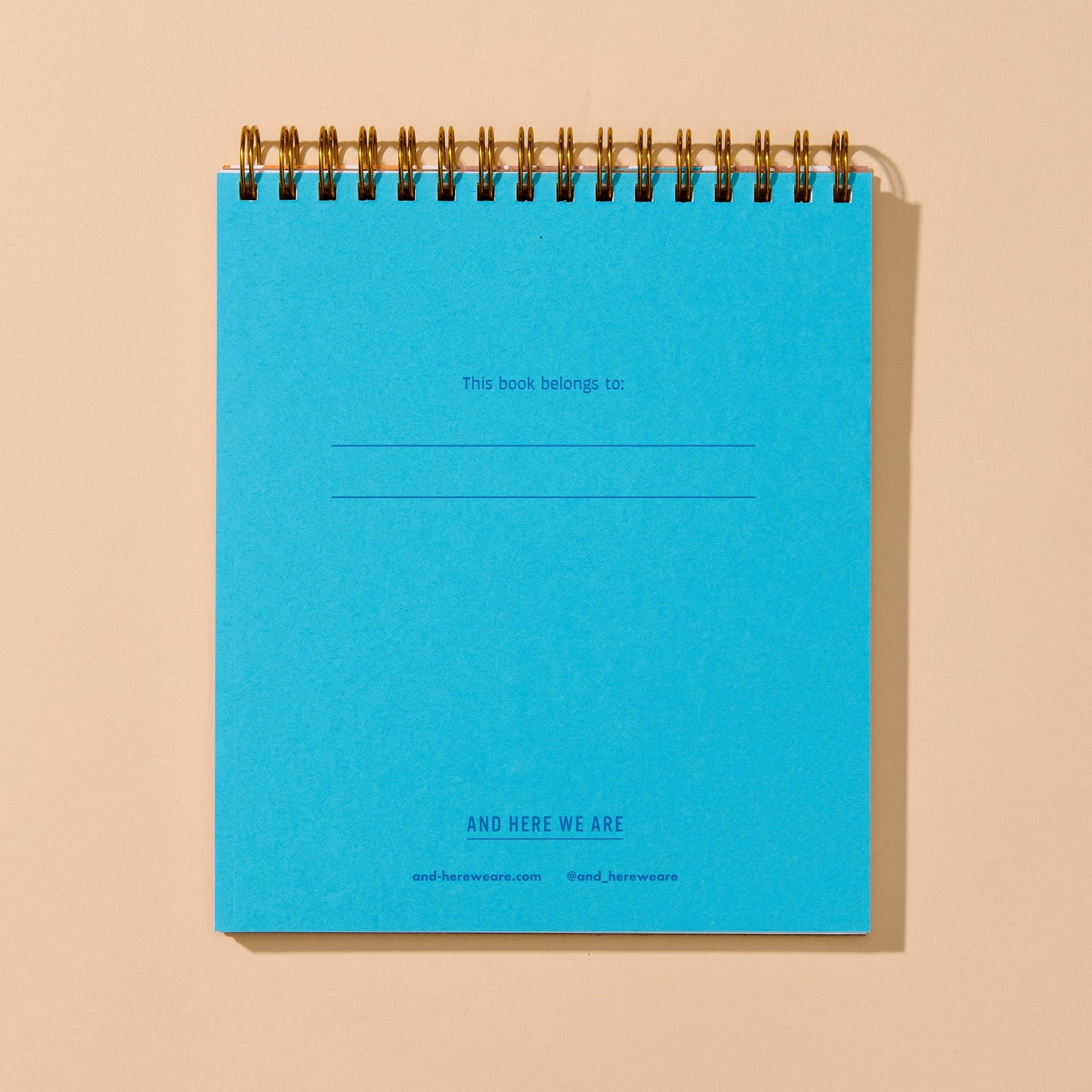 inside page of potato chip doodle book. Bright blue with text "this book belongs to:" and branding text on the bottom 