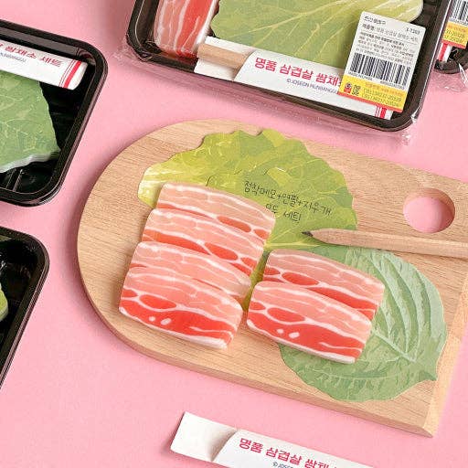 Premium Pork Belly K-BBQ Sticky Memo & Eraser Set