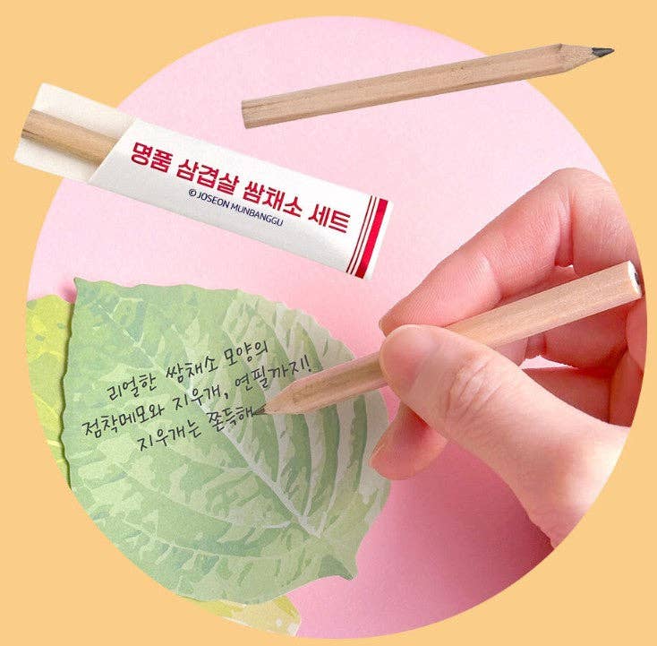 Premium Pork Belly K-BBQ Sticky Memo & Eraser Set