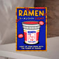Promotional poster for a USB-powered ramen light on a wooden surface.