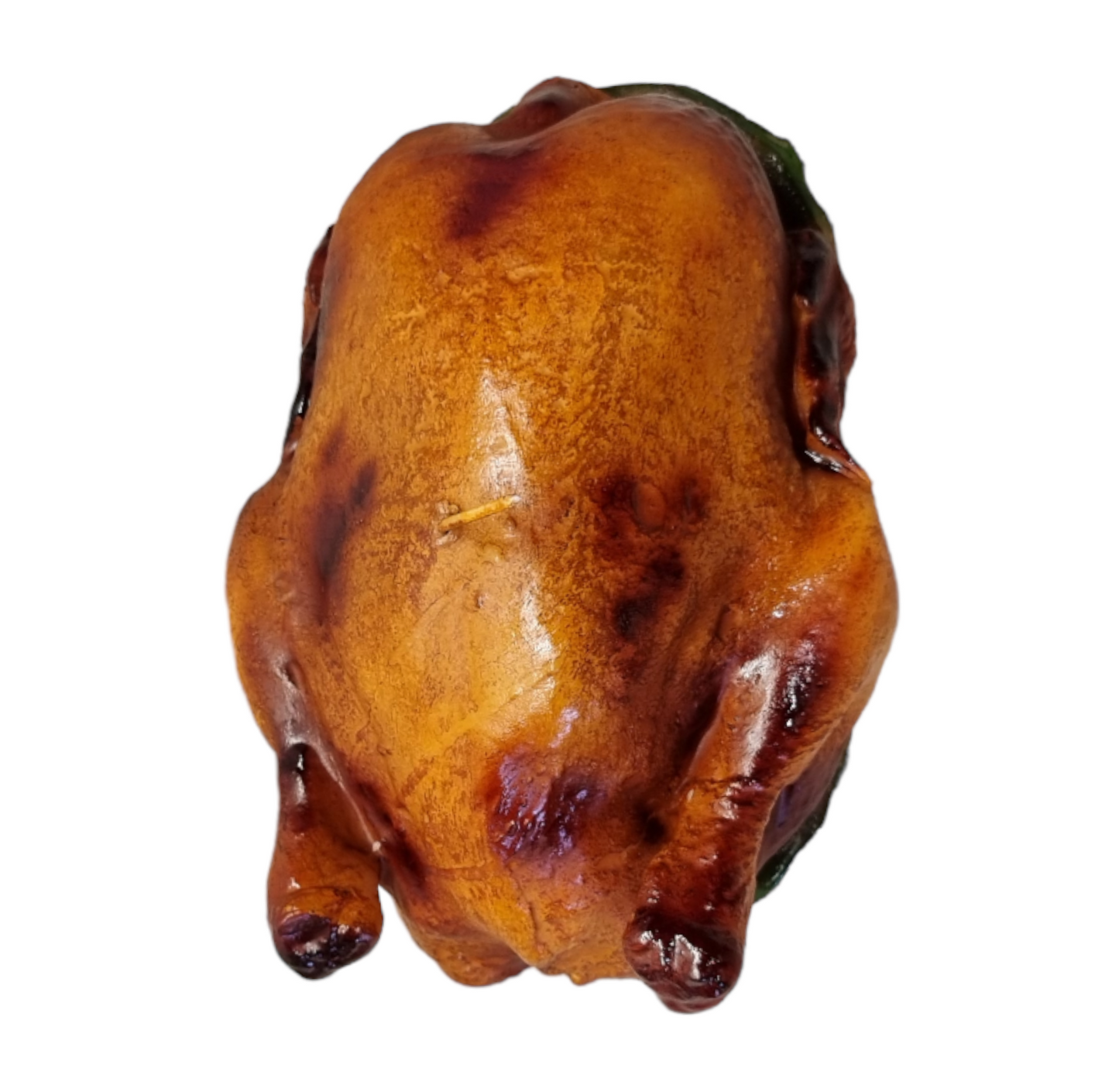 Candle that looks like a whole roast chicken -- view from above. 