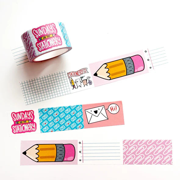 wide washi tape decorated with different patterns pertaining to stationery store day