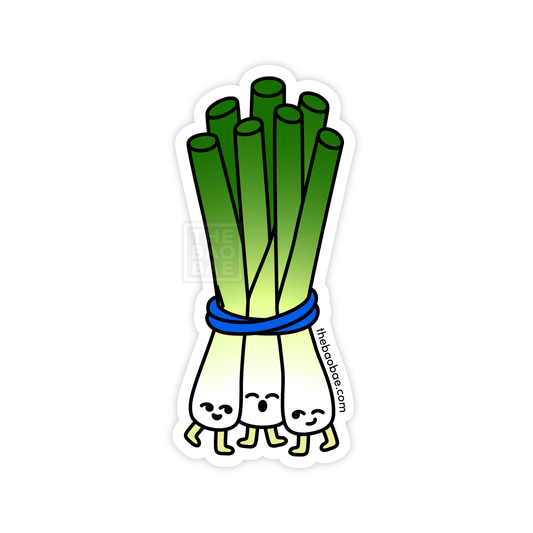 die cut sticker of a scallion bunch