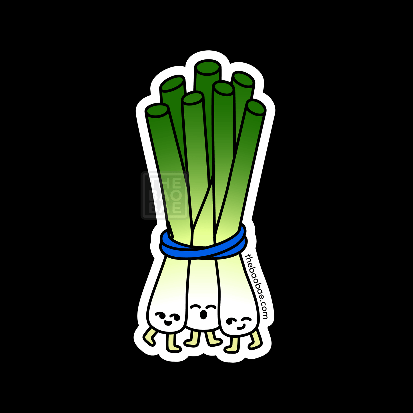 scallion bunch sticker on a black background 