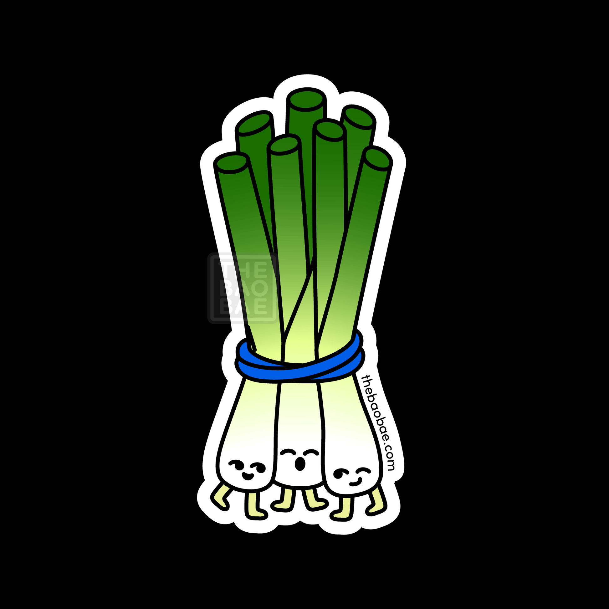scallion bunch sticker on a black background 