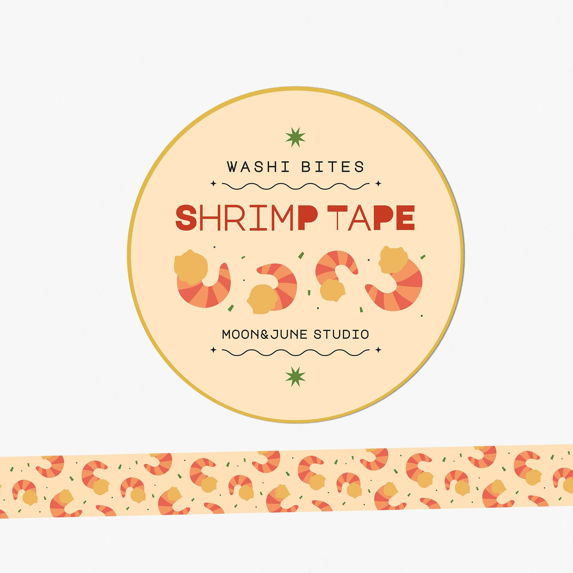 light orange/tan background washi tape with shrimp design 