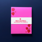 Pink notepad with strawberry design and 'Pier Six Press' branding on a dark blue background