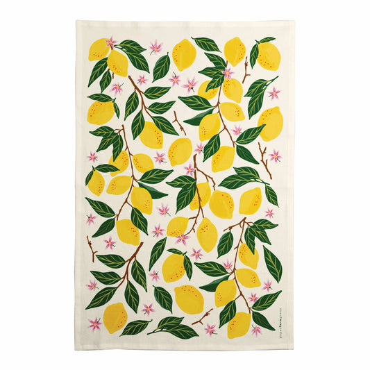Tea towel in lemon grove print 