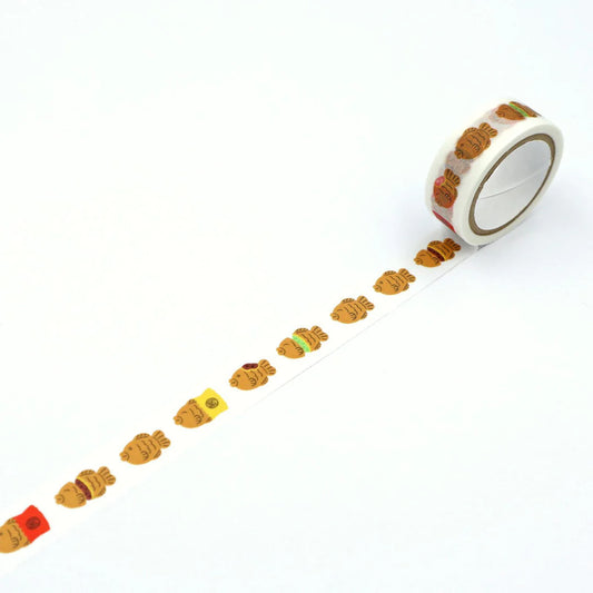 Decorative tape with fish pastry pattern design on a white background