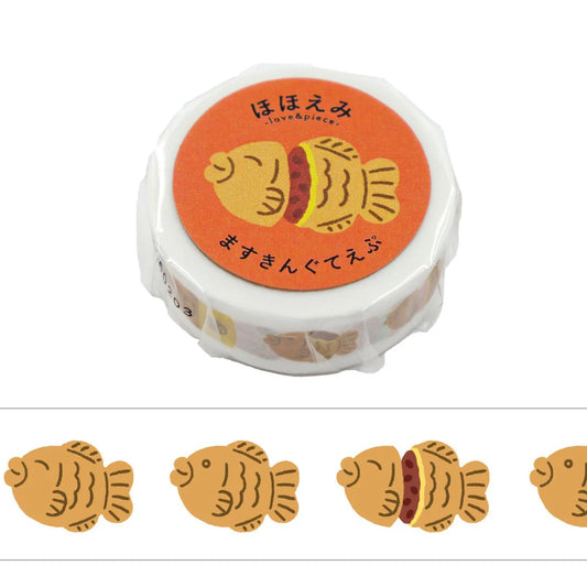 fish-shaped pastry pattern washi tape on a white background