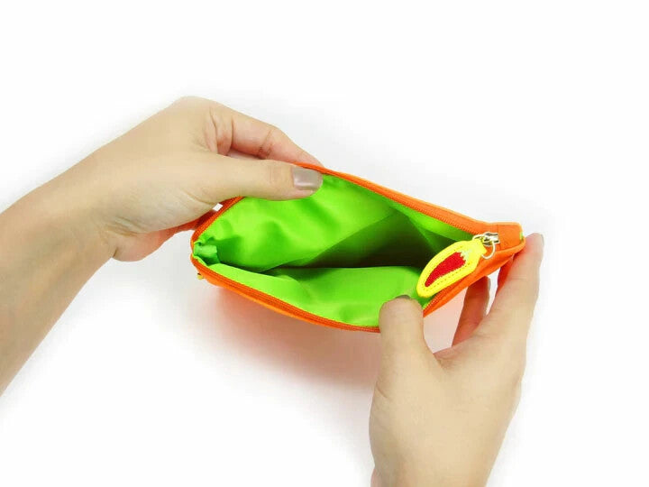 Bag open to reveal a bright green interior.