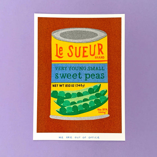 Can of Sweet Peas Risograph Print