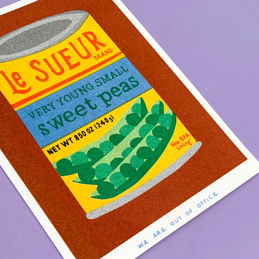 Can of Sweet Peas Risograph Print