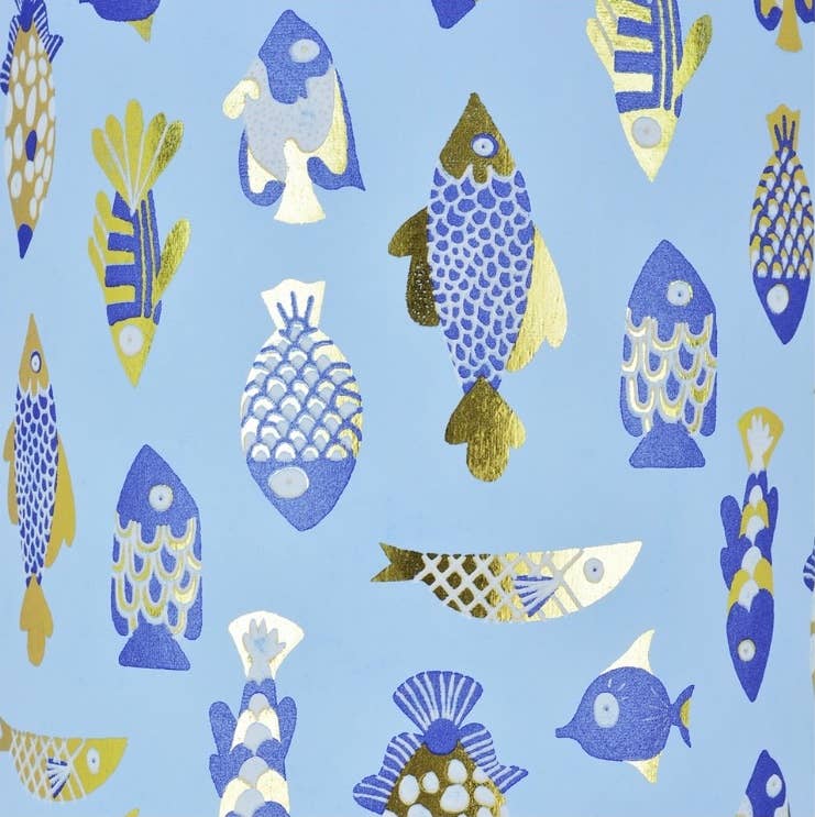 Gold Foil Fish Pattern Gift Wrap Sheet