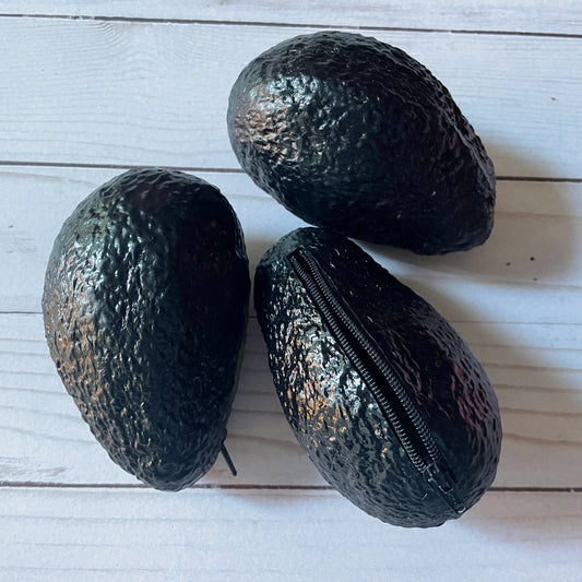 zipped coin purses made to look like real avocados