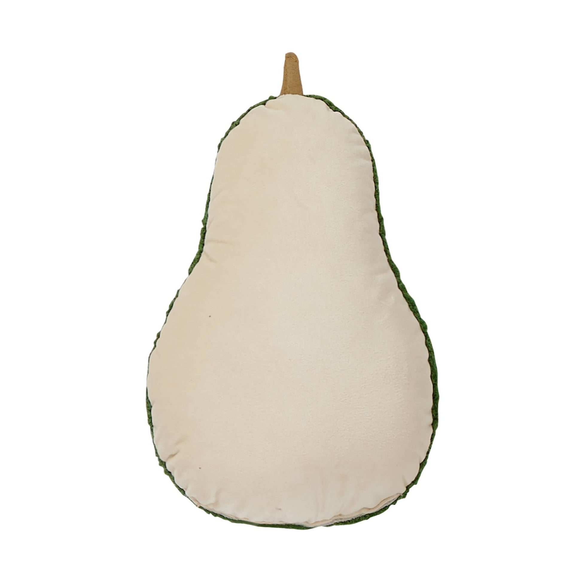 Back of avocado hook pillow on a white background