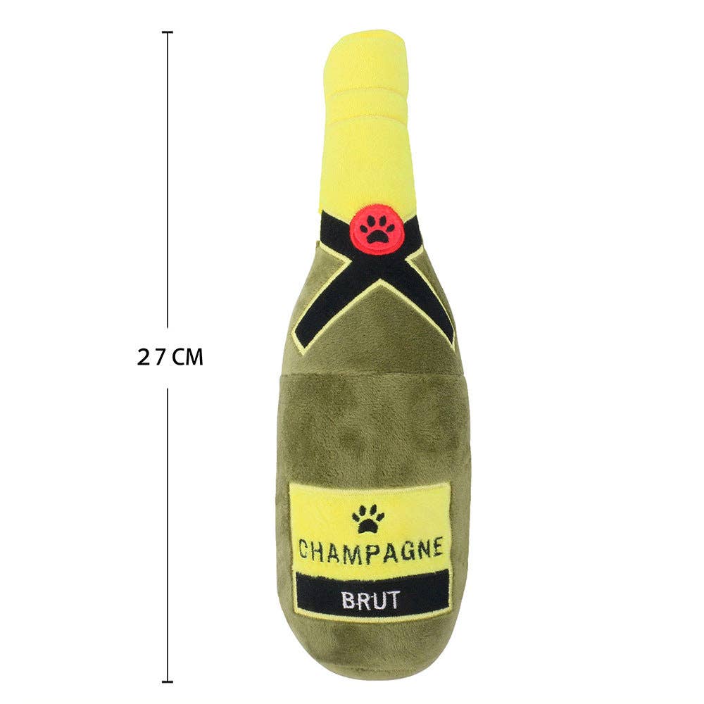 Champagne Bottle Squeaky Dog Toy