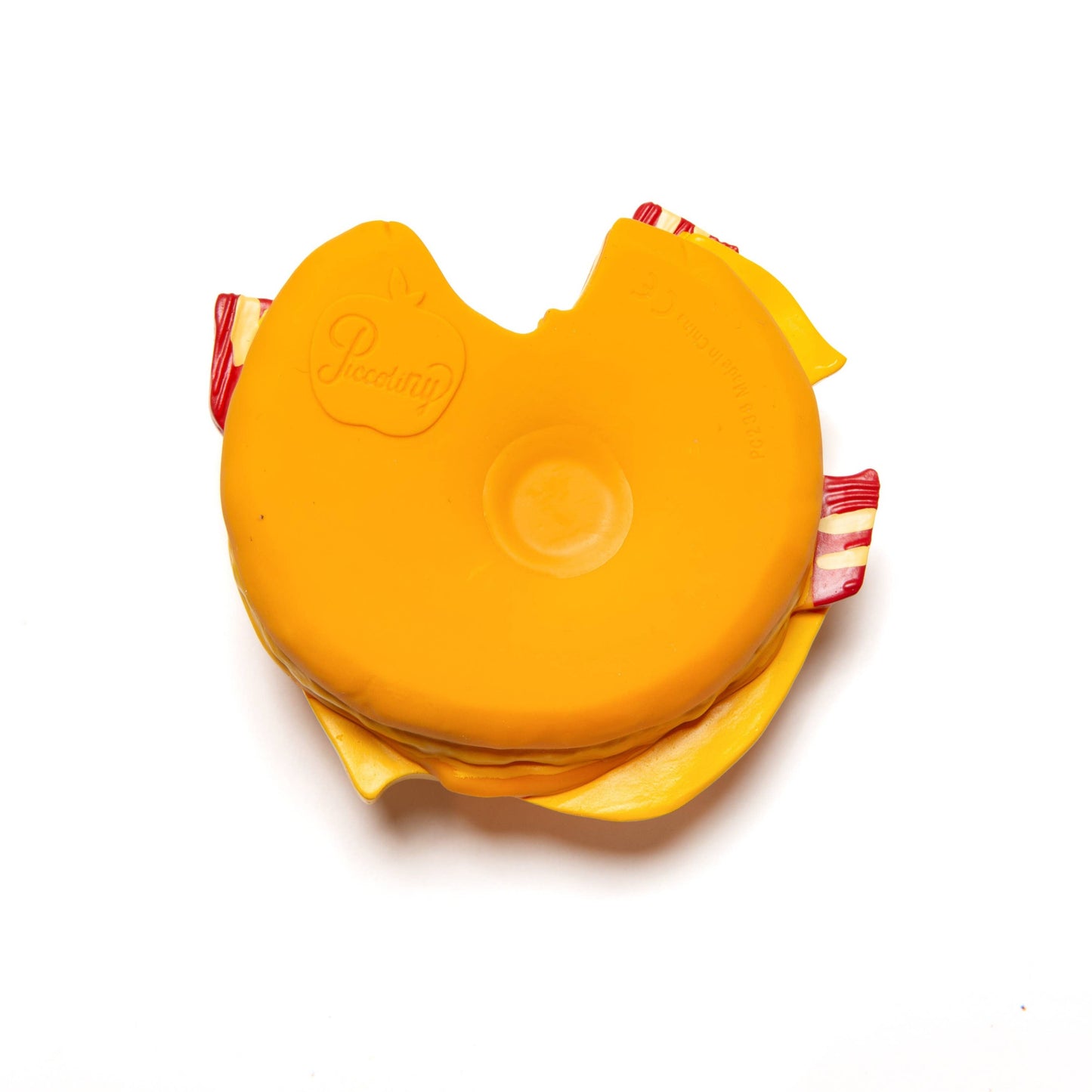 bottom of baby teether on white background 