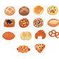 Illustrations of various bread and pastry items on a white background