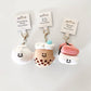 bao dumpling, boba and spam musubi plush keychains 