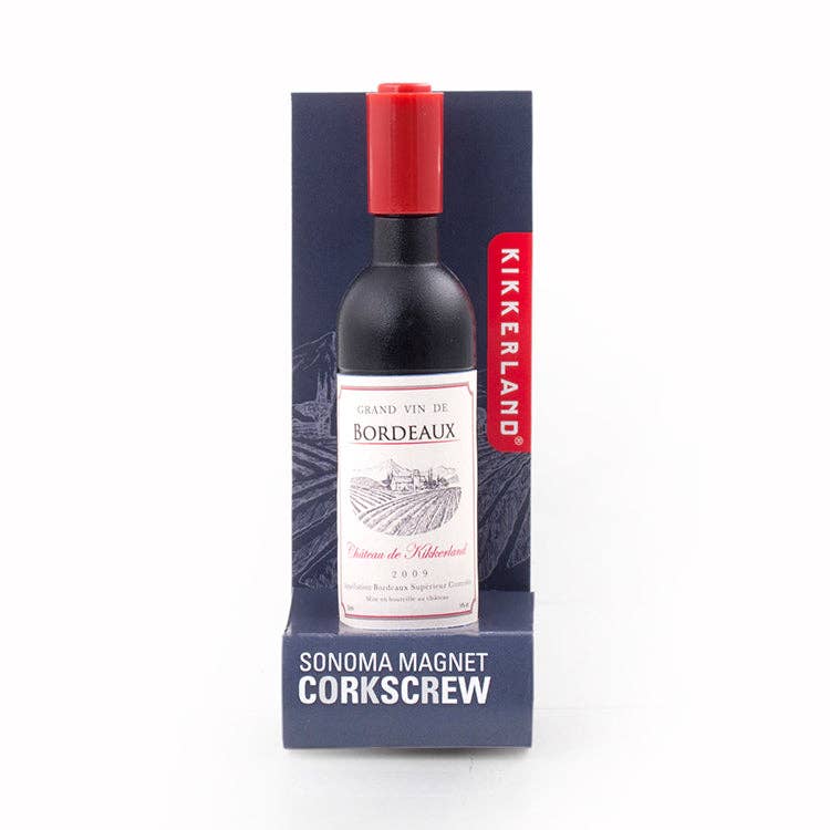 Kikkerland Sonoma Magnet Corkscrew packaging with a wine bottle design.