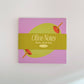new design of the original olive sticky notes, this time in a brighter colorway. Pink background with a stuffed green olive