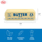 Butter pouch with measurements and features on a white background