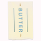 White towel with 'BUTTER' text on a white background