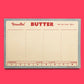 Large list style notepad designed to look like outer wrap on stick of butter 