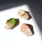 Soft serve ice cream hair claw clips -- all with white cup/base and green, white and pink soft serve. 
